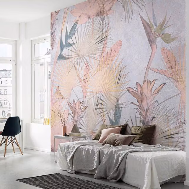 Fotomurale KOMAR Tropical concrete, decorazione floreale multicolore, L: 368 cm, H: 254 cm