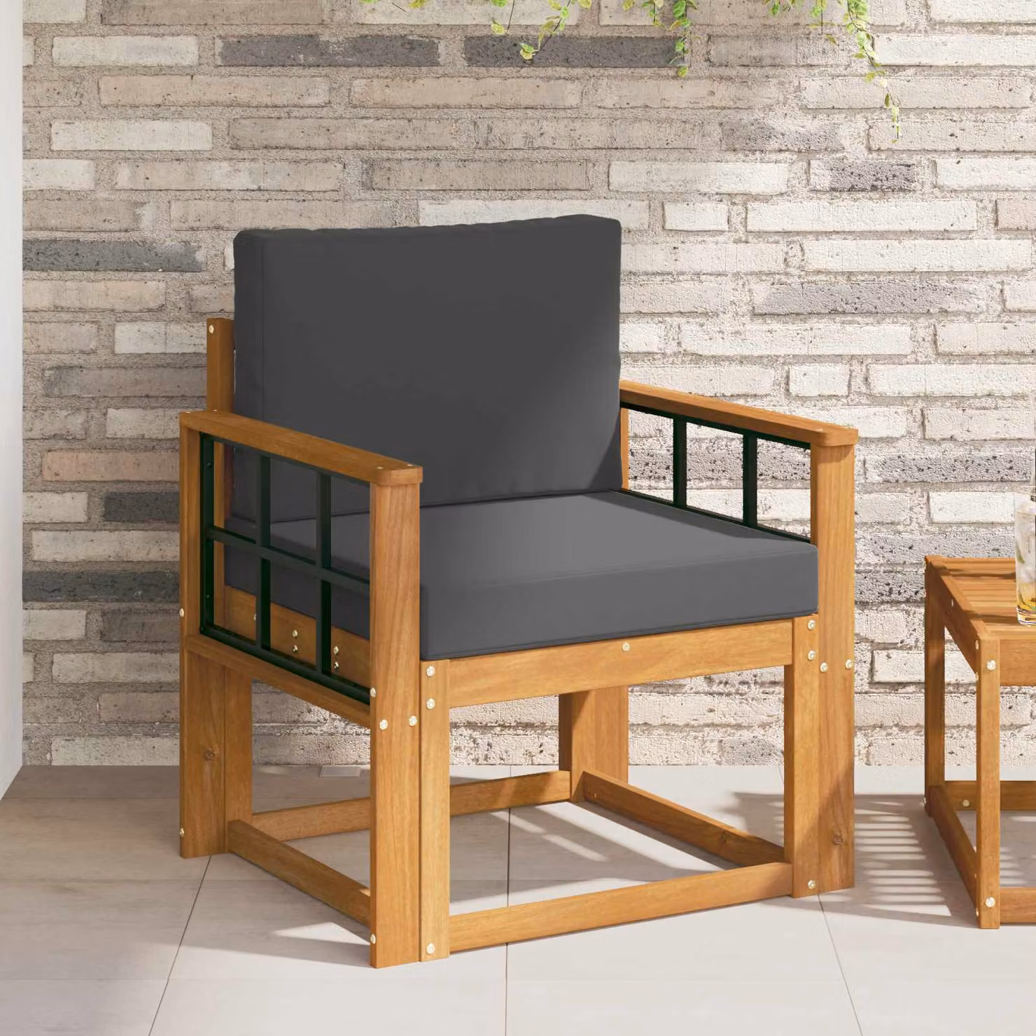 vidaXL Divano da esterno moderno in legno di acacia massello con cuscini inclusi, disponibile in marrone, grigio o antracite