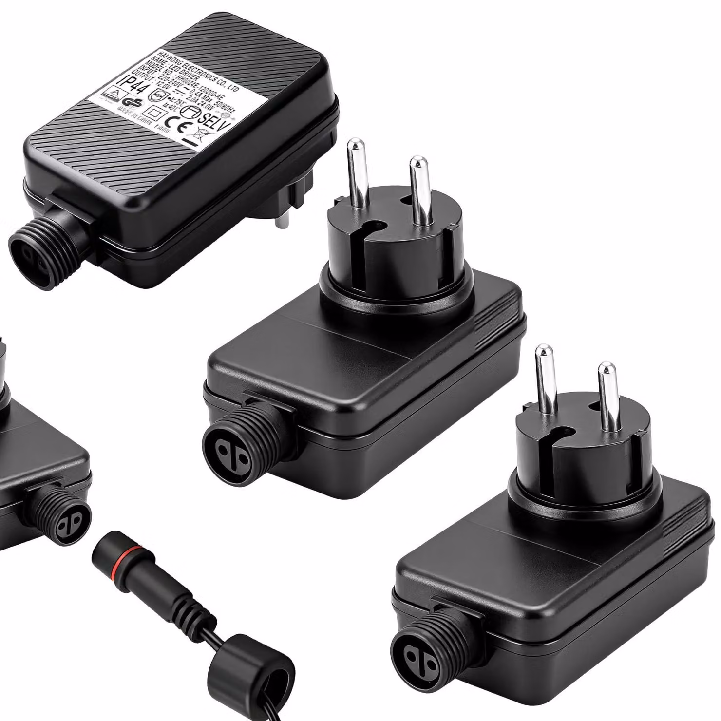 Alimentatore LED 12V 2A 24W, confezione da 3 pezzi, grado di protezione IP44, resistente all'acqua