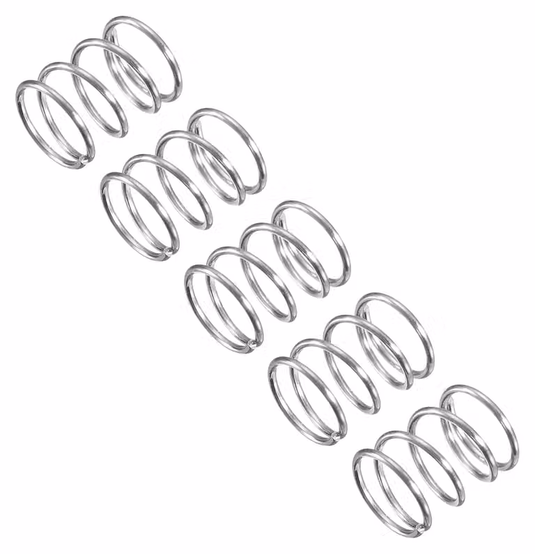 Molle a compression, 5 pezzi, acciaio inossidabile 304, 7x0,8x10 mm, colore argento