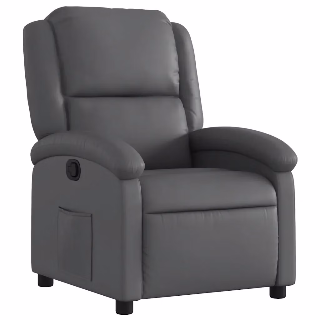 Poltrona Reclinabile Relax vidaXL in Similpelle Grigia con Braccioli e Regolazione Manuale – 2
