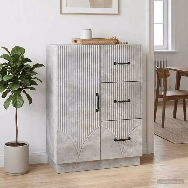 Credenza moderna vidaXL in legno MDF grigio opaco L 66 cm x P 34,5 cm x H 87 cm
