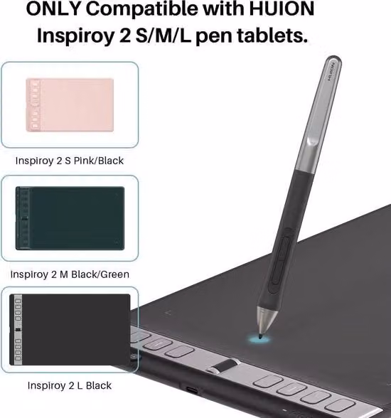 Tavola Grafica XP-Pen Inspiroy Nero con Penna Digitale a 8192 Livelli di Sensibilità e Grip Antiscivolo in Silicone