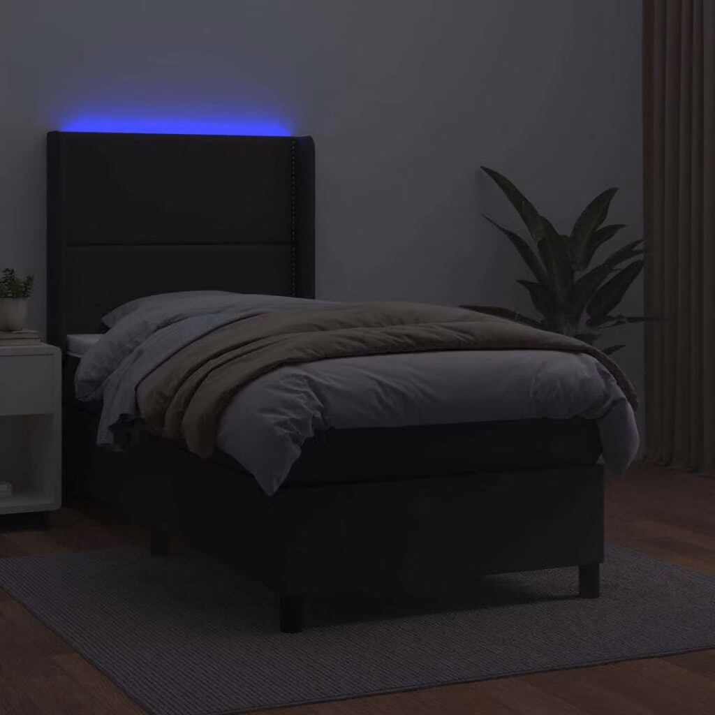 Maison Exclusive - Giroletto a Molle con Materasso e LED Nero 90x190 cm Pelle finta