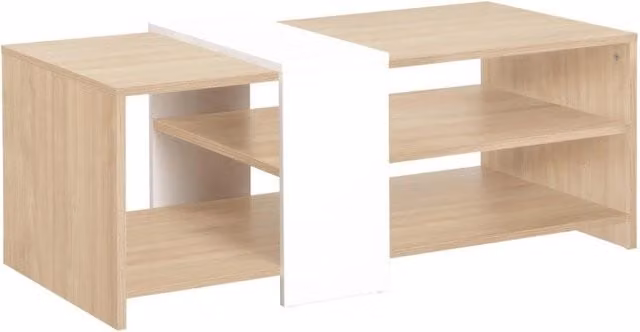 Tavolino Aladin Casa Collection Colore Naturale e Bianco L: 100 cm, P: 53 cm, H: 41,5 cm