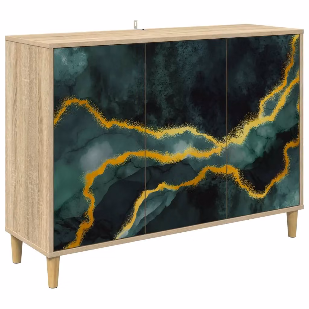 Credenza moderna WIJHE vidaXL in legno ingegnerizzato color Sonoma, L 102 x P 33 x H 75 cm – 2