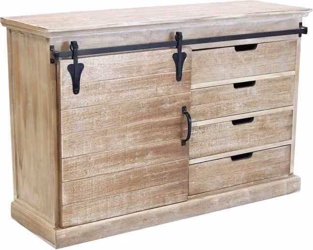 MOBILE COLUM IN LEGNO NATURALE CON ANTA E 4 CASSETTI 124 X 43 X H81,5 CM