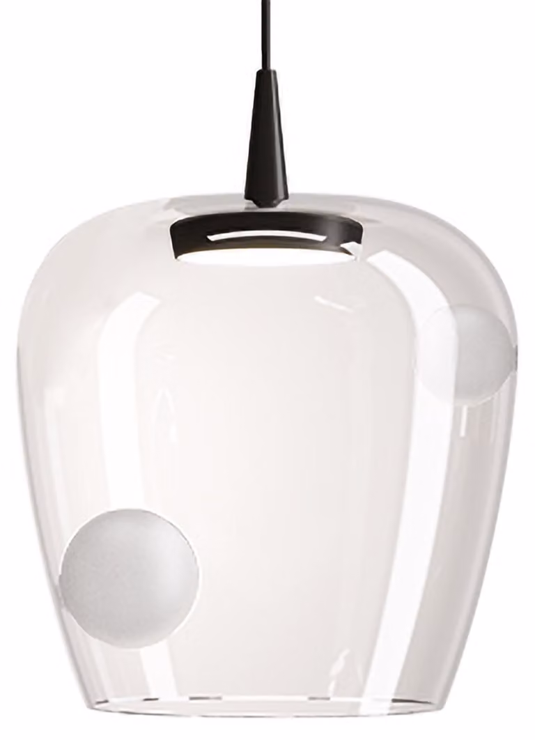 Zafferano Lampada a Sospensione Bilia LED 230V 8W 3000K Diametro 27cm Vetro Borosilicato Soffiato a Bocca Colore Nero Sabbiato Design Contemporaneo