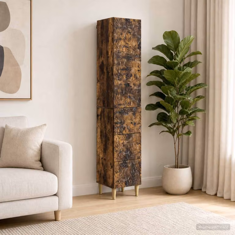 Set di 2 armadi moderni vidaXL in legno marrone lucido con ante e cassetti, L/P/H: 33 x 34,5 x 90 cm