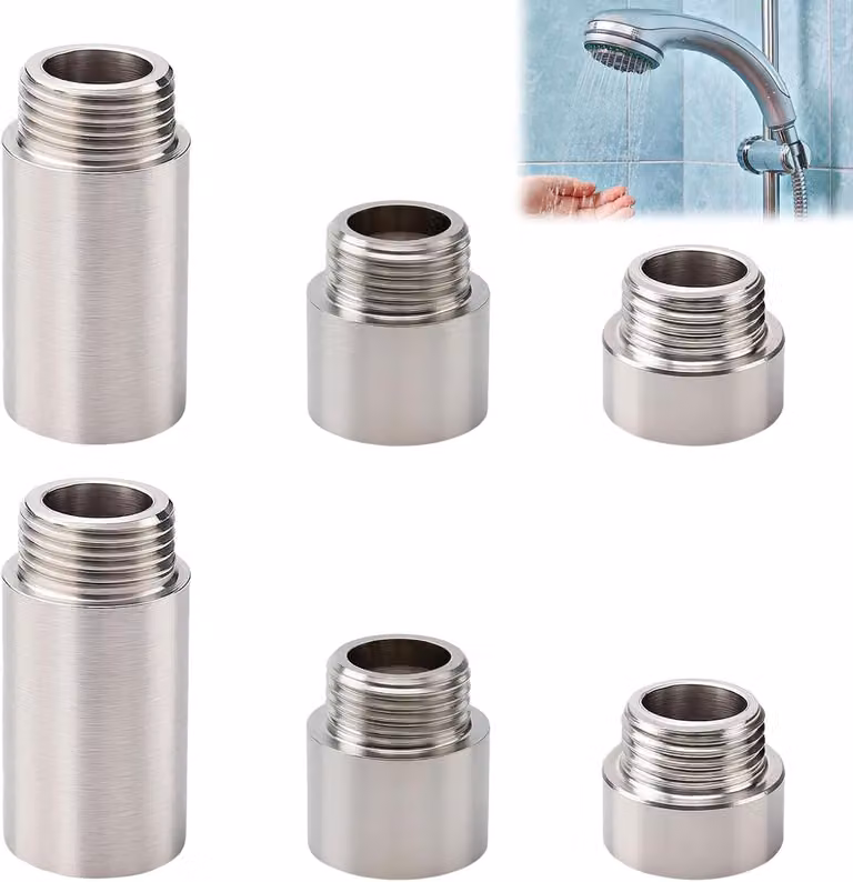 Prolunga per soffione doccia in acciaio inossidabile - Prolunga per tubo doccia con filettatura esterna - Raccordo per rubinetto - Valvola angolare - Soffione doccia - Articoli per il bagno