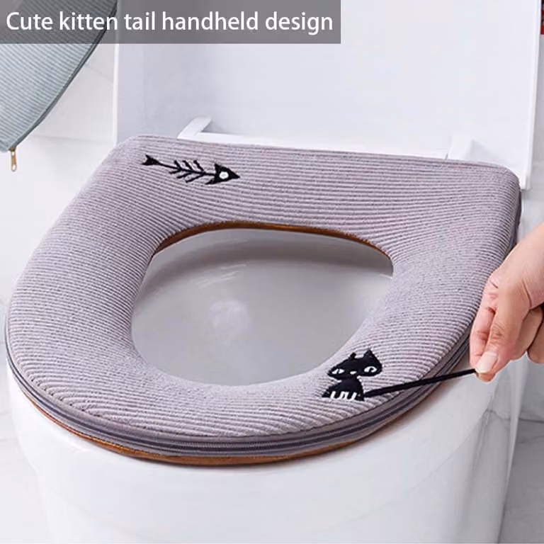 Tappetini per WC morbidi - Comfort per la casa - Lavabili con cerniera - Confezione da 3 pezzi - Colori assortiti