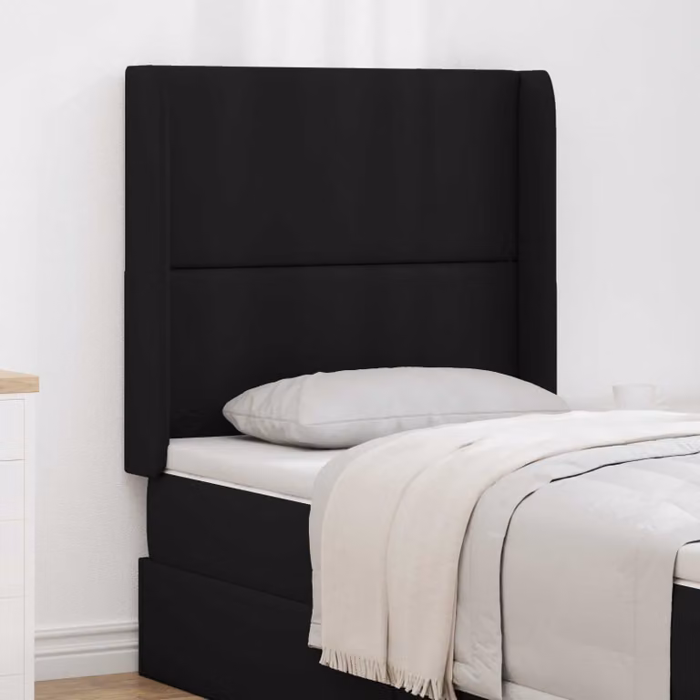 Testata del letto imbottita moderna vidaXL in ecopelle nera con pannello in legno e plastica L/P/H: 185 x 80 x 16 cm