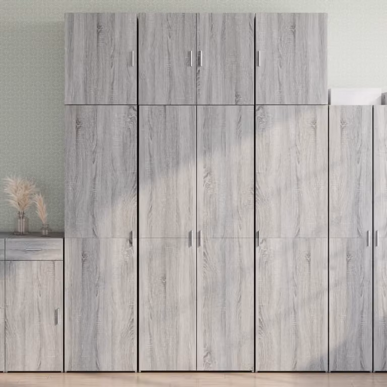 Credenza moderna vidaXL in legno e MDF Grigio opaco, sospesa, L: 80 cm, P: 42,5 cm, H: 249 cm