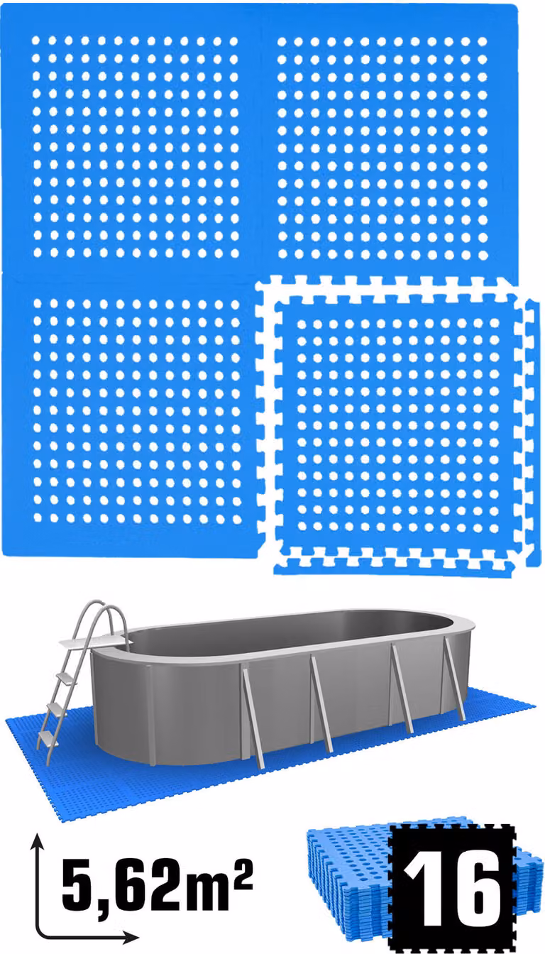5,6 m² di sottotappeto per piscina - 16 tappetini in EVA 62x62 - set di tappetini - sottotappeto per piscina