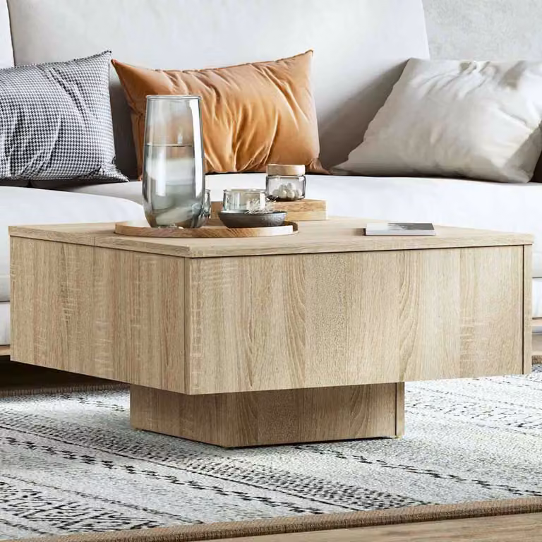 Tavolino da salotto vidaXL in legno multistrato color rovere sonoma, L/P/H: 60 x 60 x 31,5 cm