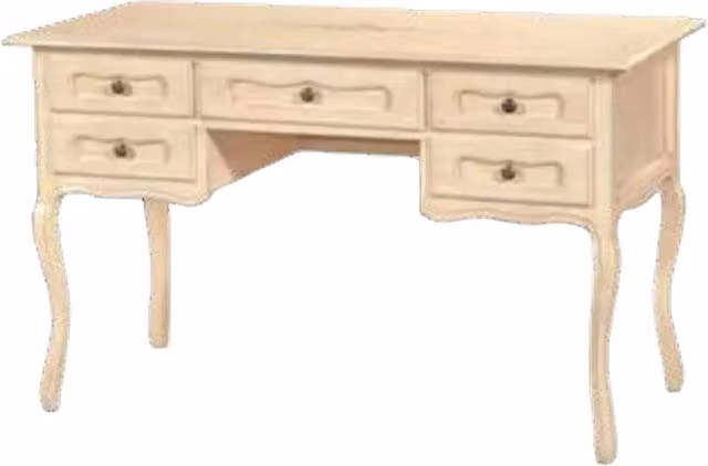 Scrivania in legno con decori floreali bianco lacca Mobili 2G L/P/H: 130 x 60 x 79 cm – 2