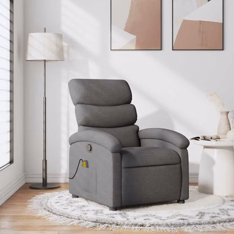 vidaXL Poltrona Relax Reclinabile Moderna in Tessuto Grigio con Braccioli