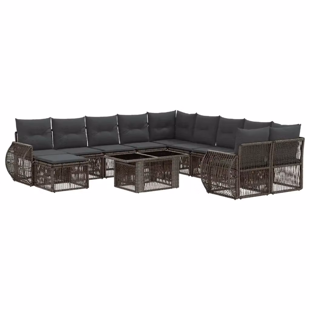 Set Divano da Giardino 12 Pezzi vidaXL in Polyrattan Grigio e Antracite con Cuscini e Tavolino da Caffè – 2