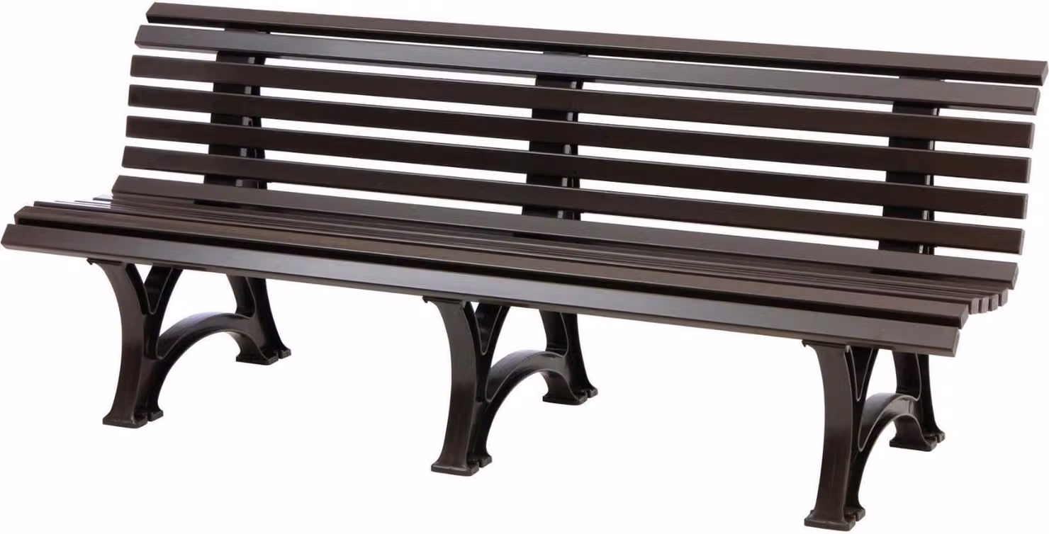 Panchina da giardino Jamaica | 4 posti | Marrone | HxLxP 80x200x64cm | Plastica resistente agli agenti atmosferici e ai raggi UV | Panchina da parco Panchina da esterno Balcone da giardino Terrazza