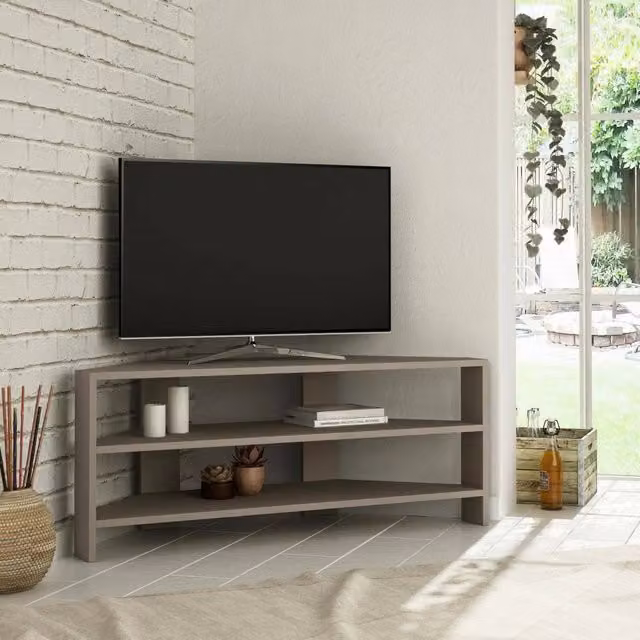 Mobile Porta TV Naypyidaw DMORA con 3 Ripiani, Beige, L 114 cm x P 36 cm x H 45 cm