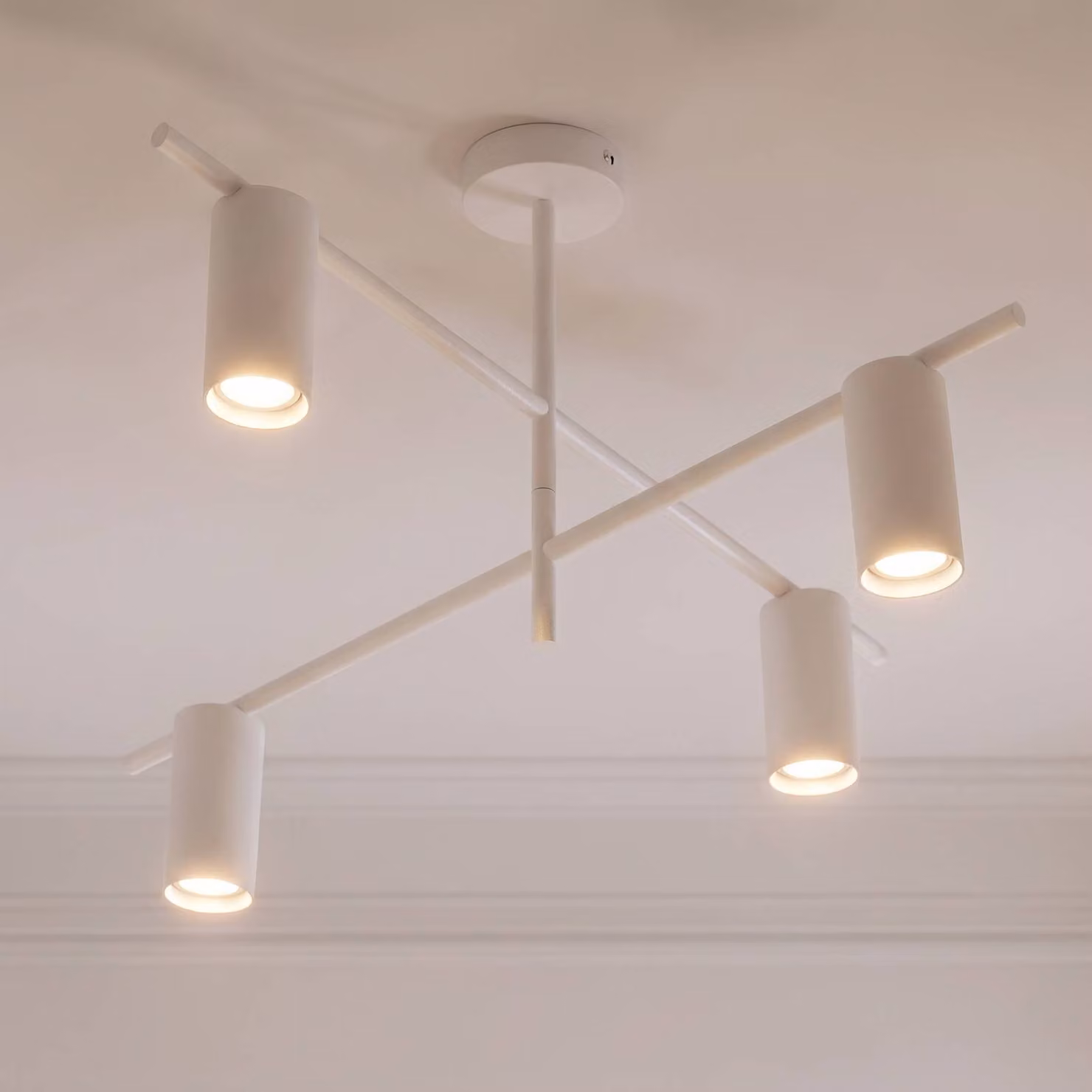 Plafoniera soffitto Marilou Lindby, dimmerabile, Bianco / Opale, Soggiorno / Sala da pranzo, Metallo, Moderno, Plafoniera