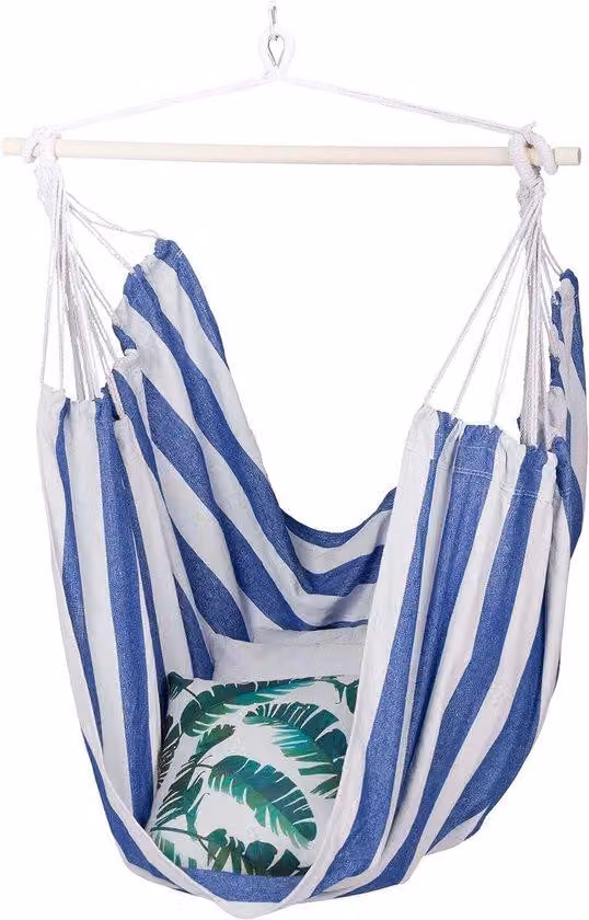 Katoohnen hanging chair - altalena sospesa per interni ed esterni - fino a 150 kg - blu e bianco - per bambini e adulti