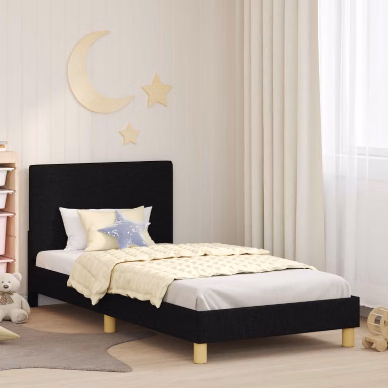 vidaXL Struttura letto a casetta per bambini con ripiani laterali, Nero, L 80 x P 200 cm
