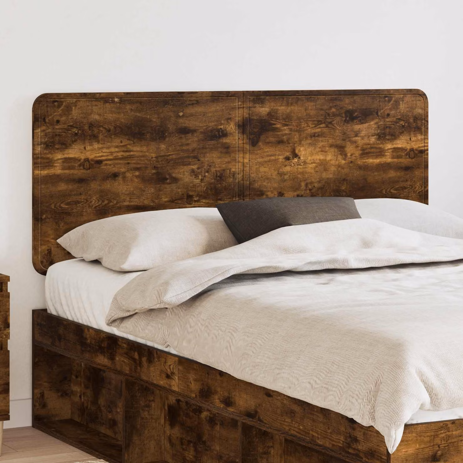 Testiera per letto vidaXL in legno ingegnerizzato Rovere Fumo, marrone opaco