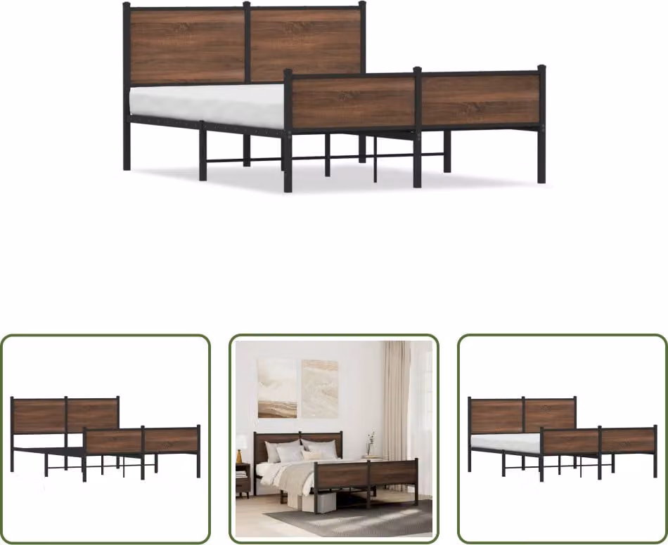 The Living Store Struttura letto con testiera e pediera in metallo 140x200 cm