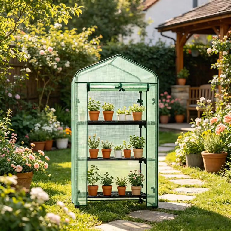 Serra piccola con ruote, serra in plastica, serra per cortile (solo con struttura serra)