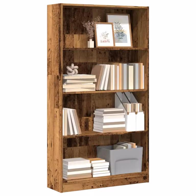 Libreria vidaXL in Legno Antico Marrone con Pannello Posteriore L 80 cm x P 24 cm x H 143 cm