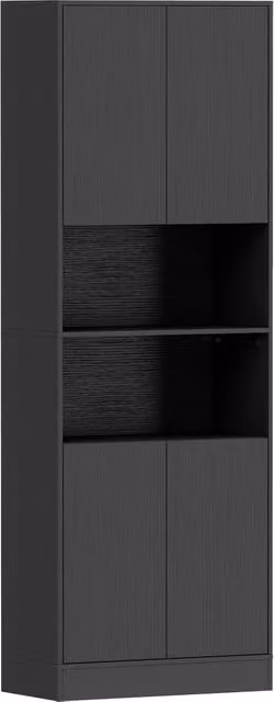 Buffet Haut Cuisine Armoire de Cuisine 4 Portes 60x30x170cm Noir