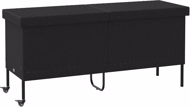 Contenitore da giardino in rattan nero con ruote CFW6398681 L: 160 cm, P: 55 cm, H: 75 cm – 1