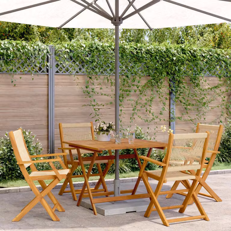 Maison Exclusive - Set da pranzo da giardino 5 pezzi in polipropilene e legno massello, beige