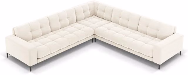 Divano angolare reversibile Bali Cosmopolitan Design in velluto beige chiaro per 6 persone con struttura in metallo e cuscini inclusi L/P/H: 256 x 174 x 93 cm