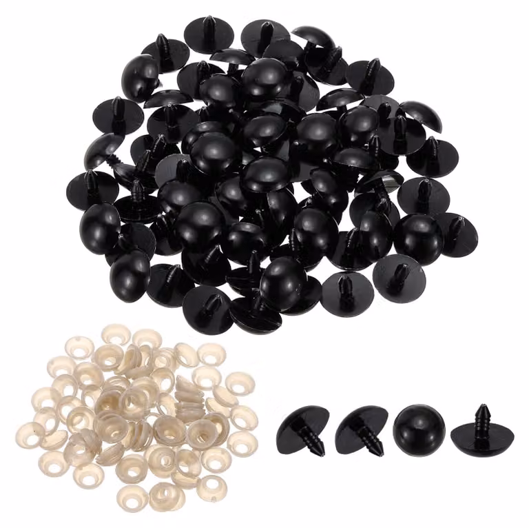 Occhi di sicurezza, diametro 24 mm, confezione da 200 pezzi, in plastica, colore nero