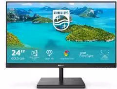 Monitor Philips E Line 245E1S 00 da 24 pollici, Pannello IPS QHD 2K, 75Hz, Nero