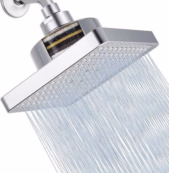 Doccia a pioggia a risparmio idrico da 15 cm con filtro e soffione regolabile