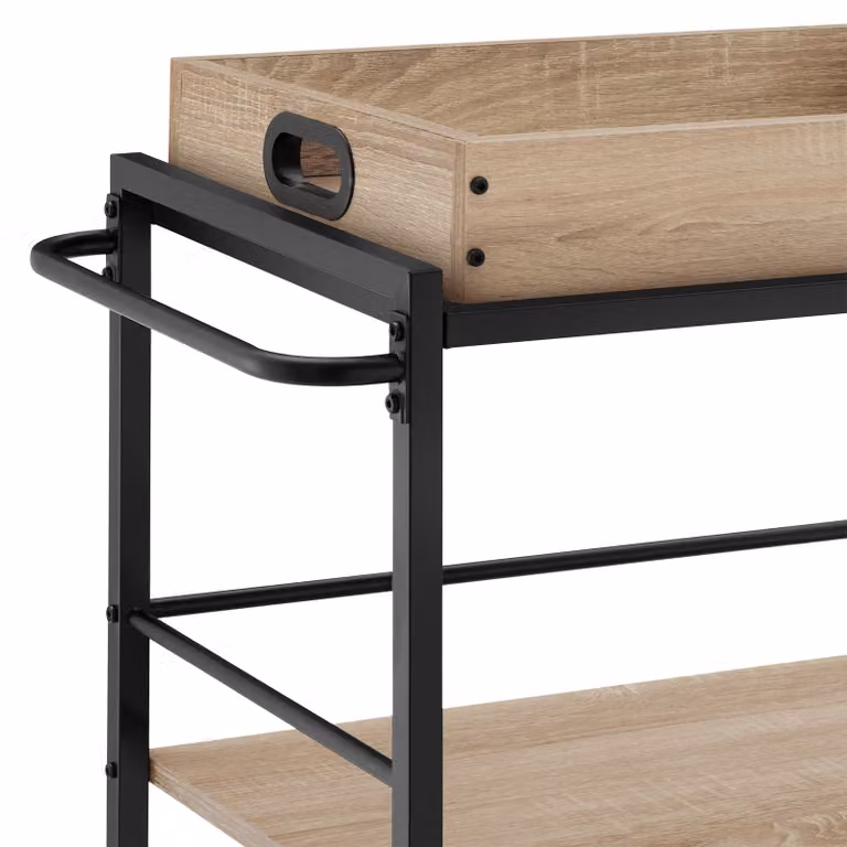 Carrello portavivande Worcester tectake in stile industriale con finitura rovere e metallo, L: 65 cm, P: 41,5 cm, H: 87 cm