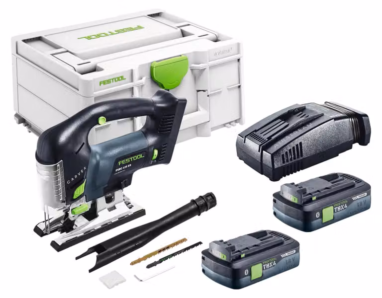 Festool PSBC 420 EB-Basic Seghetto alternativo a batteria 18 V 120 mm Brushless + 2x batteria 4,0 Ah + caricabatterie rapido + Systainer
