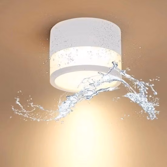 Lampada da soffitto LED 12W IP65 in alluminio bianco opaco per bagno e cucina, luce bianco caldo 3000K, Ø 10 cm