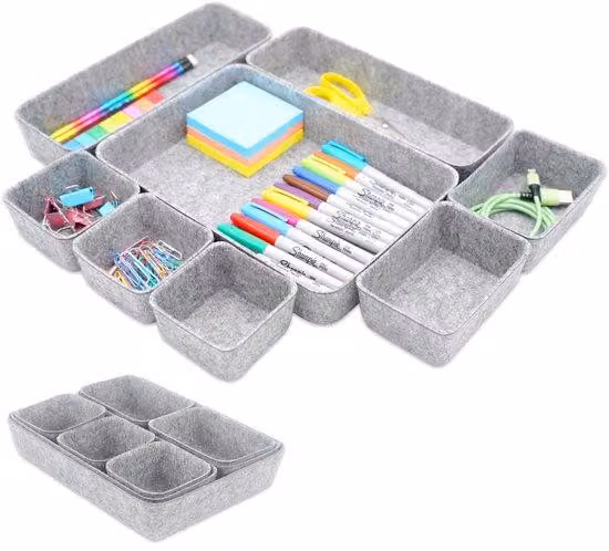 Organizer per cassetti in 8 pezzi, grigio chiaro
