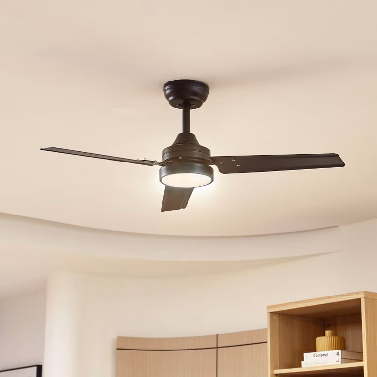 Ventilatore da soffitto LED Lindby Aerallo, nero, CCT, silenzioso Aerallo, Nero, Soggiorno / Sala da pranzo, Metallo, Moderno