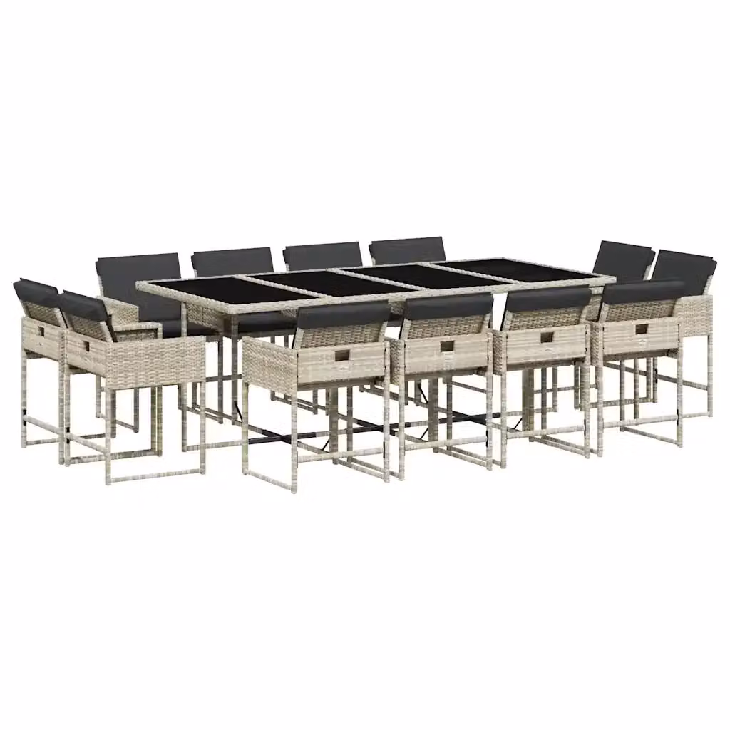 vidaXL Set da Pranzo da Giardino 13pz in Polyrattan Grigio con Piano in Vetro – 2