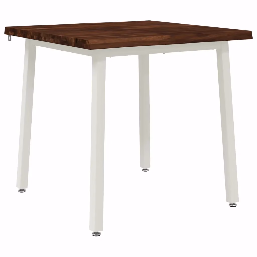 Tavolo da pranzo rettangolare moderno vidaXL in legno di acacia e metallo, Marrone e Bianco, L: 80 cm, P: 80 cm, H: 75 cm – 2
