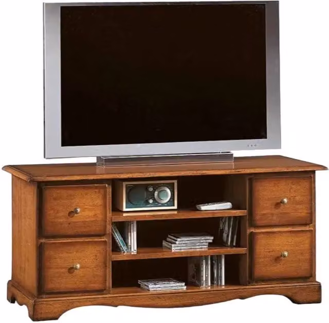 Porta TV in legno stile arte povera color noce Mobili2G L: 117 cm, P: 49 cm, H: 53 cm – 2