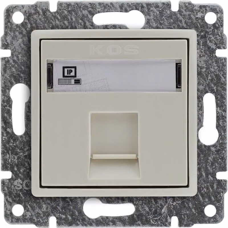 Kos VENA, connettore a muro, crema, confezione singola, RJ45
