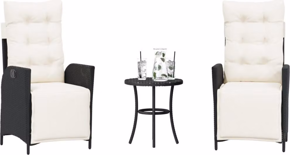 Maison Exclusive - Set da bistrot 3 pezzi con cuscini Nero Poly Rattan