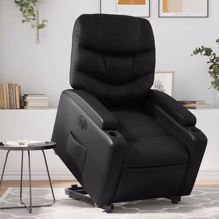 vidaXL Poltrona Alzapersona Reclinabile Elettrica Nera in Similpelle con Braccioli