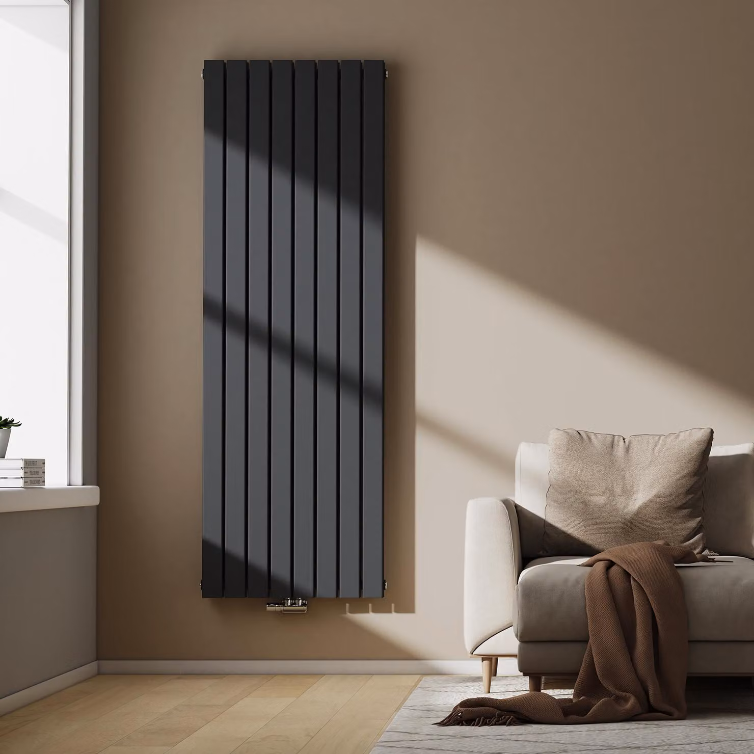Radiatore a pannello design, a due strati, colore antracite, dimensioni 180 x 61,6 cm, potenza 2166 W
